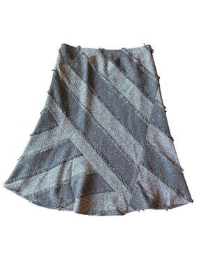 Y2K Maakif Gray Frayed Raw Edge A-Line Flippy Skirt Sz 10 Vintage Whimsigoth